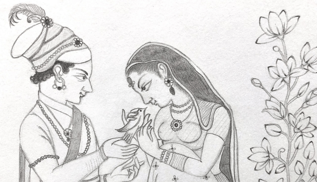 Classroom scene introducing alekhan concepts through traditional art education