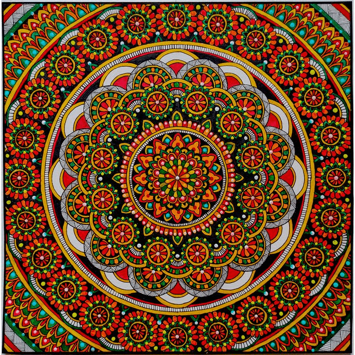 Mandala style Indian geometric design reflecting structured alekhan approach