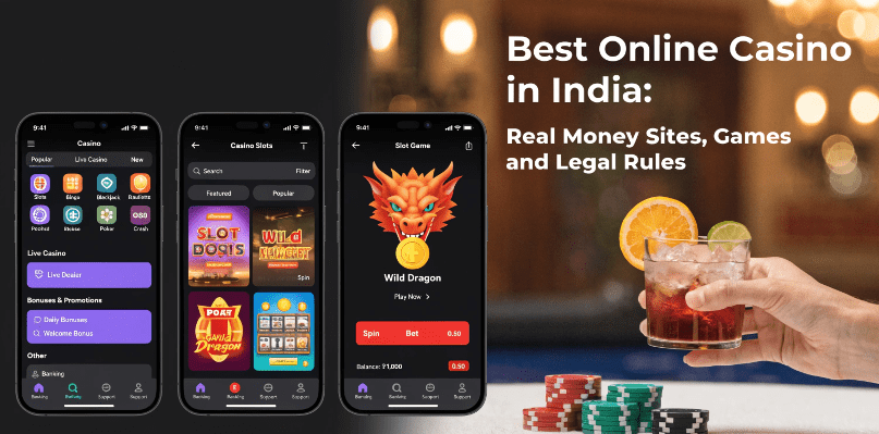 Best online casino in India mobile apps showing real money games, INR payments and slots on smartphone screens, Indian खिलाड़ी exploring casino online India platforms for पैसा gaming.