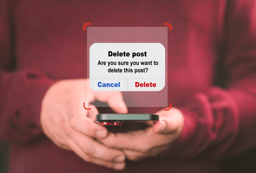 Moment of reflection before sharing personal content online