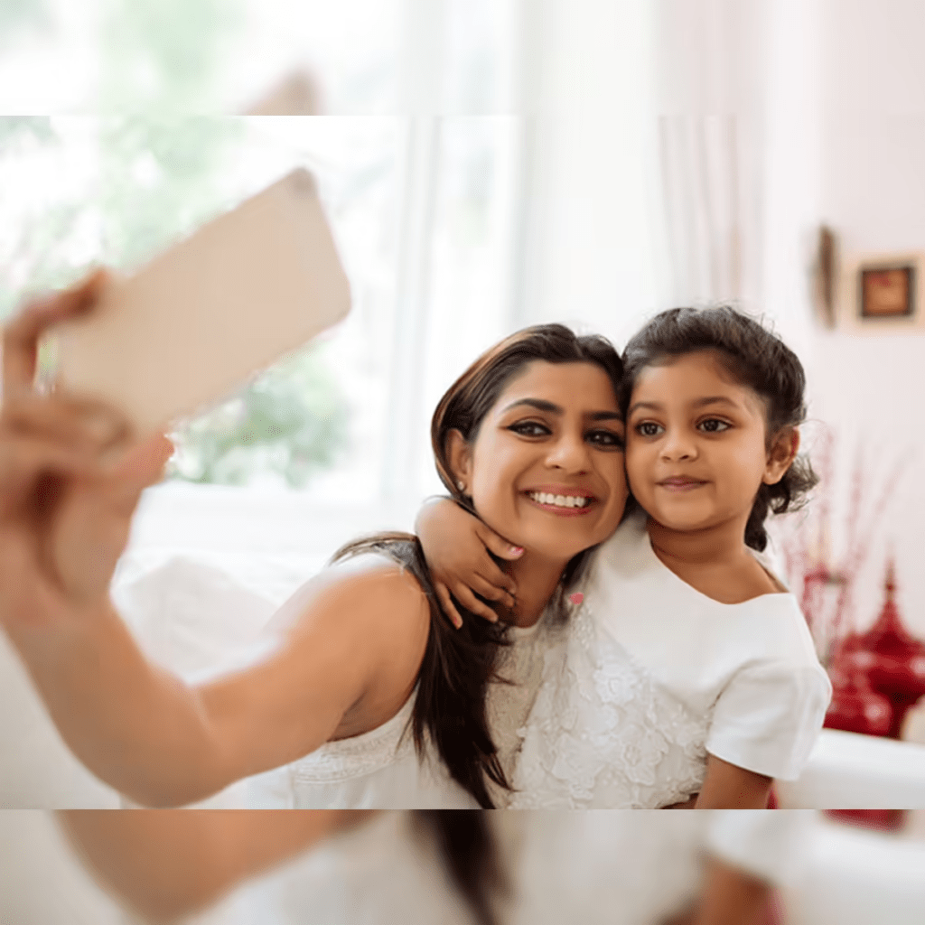 Everyday selfie capturing simple happiness suitable for light Marathi captions